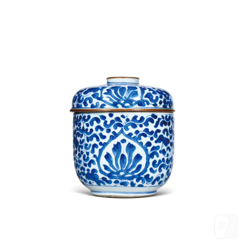 清康熙青花缠枝花卉纹盖缸